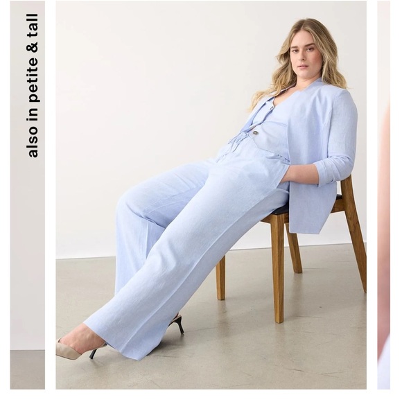 BNWOT - Reitmans Light blue wide leg linen pants - Small Petite - Picture 4 of 10